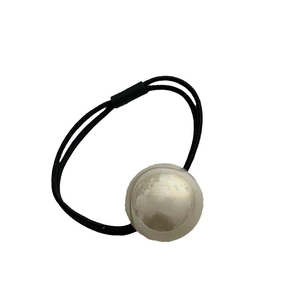 Elegant double-strand elastic hair tie with a minimalist iridescent pearl bead pendant