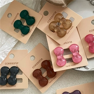Mini colorful resin bow hair clips set for girls, assortment on display cards