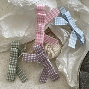 Gingham Checkered Bow Hair Clip Fabric Duckbill Clip Preppy Fresh Style Sweet Hair Accessories For Women Girls Daily Decor