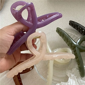 Large Plastic Hair Claw Clip Jelly Color Cross Geometric Line Hairpin Styling Accessory For Thick Hair Daily Fashion Gift