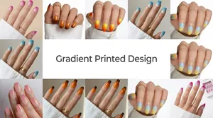 Press On Nails Long Coffin Gradient Ombre Seamless Fake Nails Reusable Glue On Nails For Women