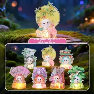 Cat themed acrylic night light collection with 6 regular and 1 hidden styles