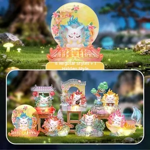 Detail of fantasy fox plush figurines with mystical forest backdrop and glowing accents