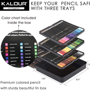 72-piece professional watercolor pencil set in sturdy tin box with three storage trays