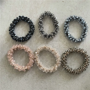 Set di 6 elastici per capelli di lusso con perline di cristallo colorate per coda di cavallo