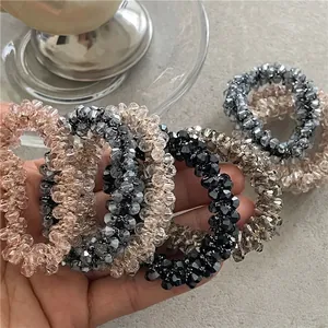 Lussuosi Elastici per Capelli in Perline di Cristallo Artificiale Colorati Elastici per Capelli Stile Coreano Supporto per Coda di Cavallo Moda Copricapo per Donna Gioielli