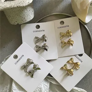 Mini Pinces à Cheveux Nœud en Métal pour Femmes Filles Pinces Bec de Canard en Alliage Or Argent Accessoires de Coiffure