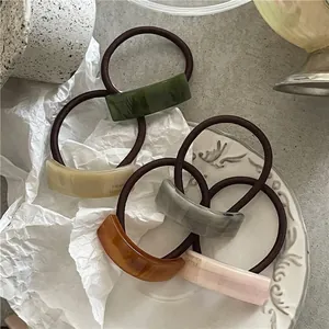Minimalist Geometric Curved Rectangle Acetate Ponytail Hair Ties High Elastic Rubber Band Korean Style Handmade Hair Accessories For Women