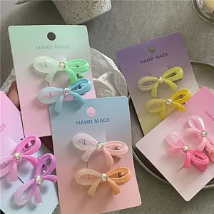 Pinces à Cheveux Nœud Papillon Dégradé Avec Strass Pinces à Bec de Canard Colorées Sucrées Accessoires de Cheveux Faits à la Main pour Femmes Filles