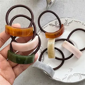 Minimalist geometric curved acetate hair tie set with France Handmade lettering details