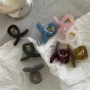 Jelly Texture Mini Hair Claw Clips For Women Girls Small Cross Shark Hairpins Morandi Color Plastic Hair Clips Daily Hair Accessories