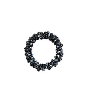 Elegante elastico per capelli con perline di cristallo scuro per uno stile di lusso