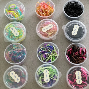 Set di elastici per capelli colorati ad alta elasticità in scatole trasparenti