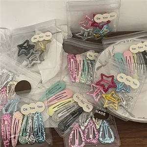 Pinces à Cheveux Brillantes à Paillettes Iridescentes Étoile Cœur Goutte d'eau Barrettes BB Accessoires de Mode Multicolores pour Filles