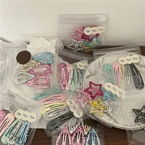 Barrettes à paillettes multicolores en forme d'étoile et de goutte pour filles et femmes