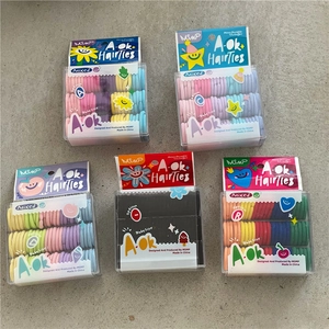 Five boxes of colorful high-elastic cartoon hair ties for babies in assorted vibrant shades