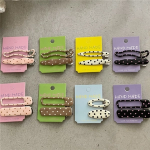 Set of sweet cream style polka dot alloy hair clips in various shapes and pastel colors