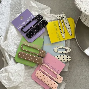 Sweet Polka Dot Alloy Hair Clips For Women Girls Cute Handmade Drip Oil Duckbill Clips Korean Style Bangs Hair Accessories
