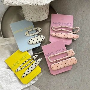 Sweet cream style polka dot hair clip set with diverse shapes on colorful cards