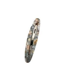 Elegant marble texture acetate oval hair clip with silver metal spring buckle base