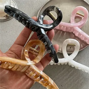 Grande Molletta per Capelli con Trama Marmorea per Donna Pinza Geometrica in Plastica Accessori per Capelli alla Moda