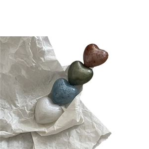 Fashionable colorful heart hair clips in pearl white, blue, green, and red-brown