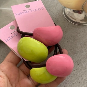Handmade two-piece colorful resin semicircular ponytail holder elastic hair ties