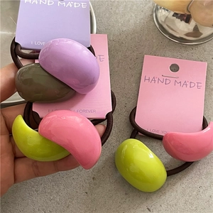 Korean Style Resin Crescent Shape Hair Ties For Women Girls Sweet Plastic Ponytail Holders Elastic Hair Bands Accessories