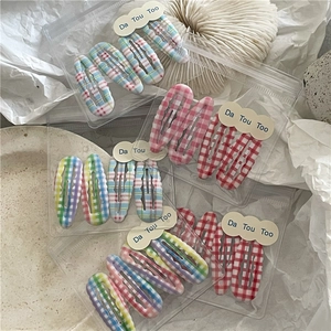 Set de barrettes BB à carreaux aux tons pastel avec emballage nuage et sachets