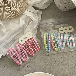 Lot de 8 barrettes à cheveux à carreaux BCBG avec motifs de grille roses et colorés