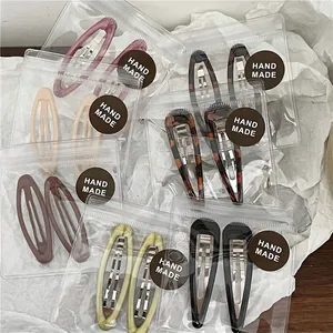 Vintage Leopard Print BB Hair Clips Alloy Resin Oval Drop Shape Drip Oil Hairpin Set For Women Daily Hair Accessories