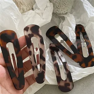 Retro leopard print tortoiseshell BB hair clips set for women in elegant acetate finish