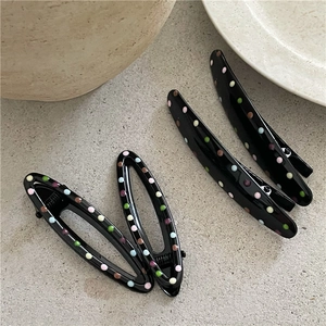 Black hair clip set with colorful polka dots including BB clips and alligator clips