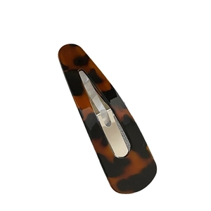 Vintage leopard pattern tortoise shell teardrop BB hair clip with high gloss finish