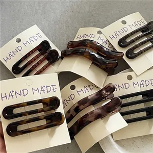 Vintage Leopard Print Plastic Duckbill Hair Clips Geometric Hollow Design Line Hairpin For Women Daily Hair Accessories