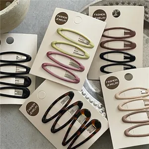 Leopard Print Resin Alloy Hair Clip Set Multicolor Geometric Water Drop Oval BB Clips Fashion Hair Accessories For Women