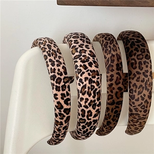Fashionable leopard print sponge headband in beige and dark brown stylish hair accessories