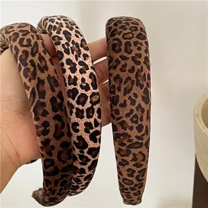 Retro leopard print sponge padded headbands in three patterns for women's hair styling