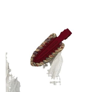 Cute colorful knitted yarn teardrop hair clip with a red matte duckbill base for women
