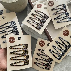 Pinces à Cheveux Vintage Imprimé Léopard Texture Animale Forme Goutte d'Eau pour Femmes Filles Alliage Barrettes Multicolores