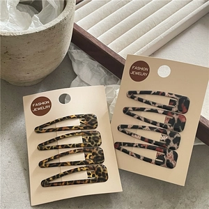 Set de 8 barrettes à cheveux BB goutte d'eau motif léopard rétro pour filles