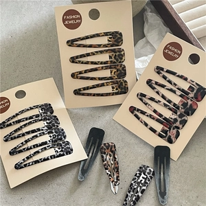 Lot de barrettes à cheveux rétro imprimé léopard en plusieurs couleurs pour filles stylées