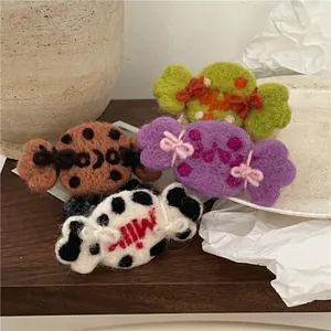 Handmade Wool Felt Candy Hair Ties Sweet Cute Plush Hair Rope For Women Girls Colorful Towel Hair Rings Elastic Hair Bands