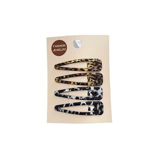 Set de 4 barrettes rétro avec motifs léopard et vache colorés pour femmes
