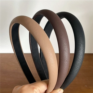 Retro faux leather headband in khaki, brown and black for women stylish hair accessories