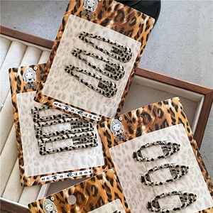Ensemble de barrettes léopard avec épingles à cheveux en résine ovales et rectangulaires