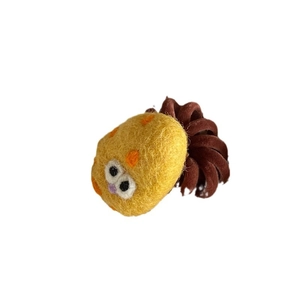 Cute cartoon chicken wool felt hair tie with brown velvet telephone wire hair band