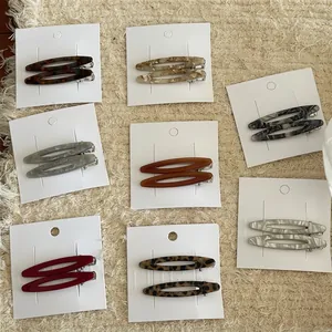Barrettes à cheveux en acétate, ovales creuses, motifs marbrés sur fond de tissu doux