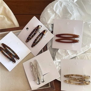 Barrettes à cheveux ovales évidées en acétate, motifs léopard, ambre et marbre