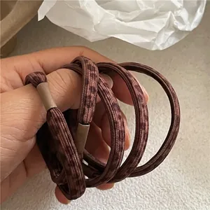 Korean Fashion Leopard Print Elastic Hair Tie For Women Thickened Brown Animal Pattern Ponytail Holder Durable Fabric Hair Scrunchie Accessory